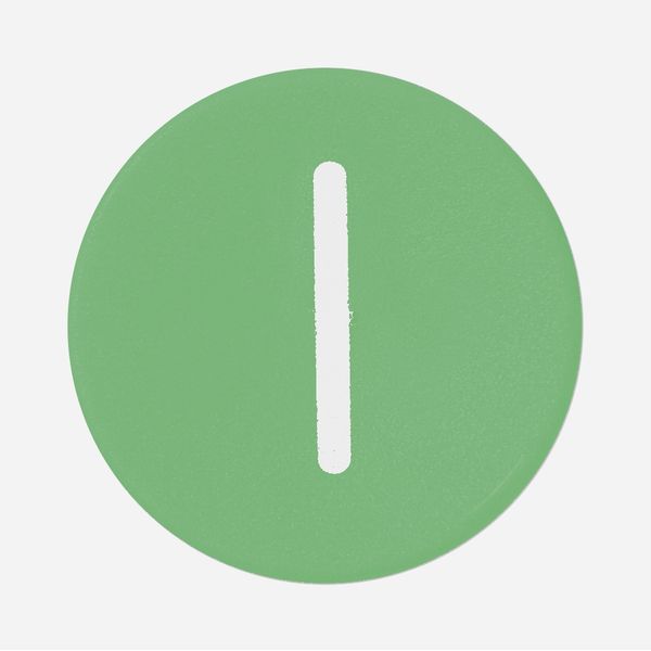 Button plate flat with inscription, green with white " I " image 1
