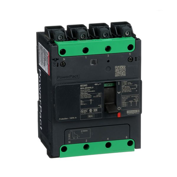 MCCB 14kA 600Y/347 UL 80A 4P EVERLINK image 1