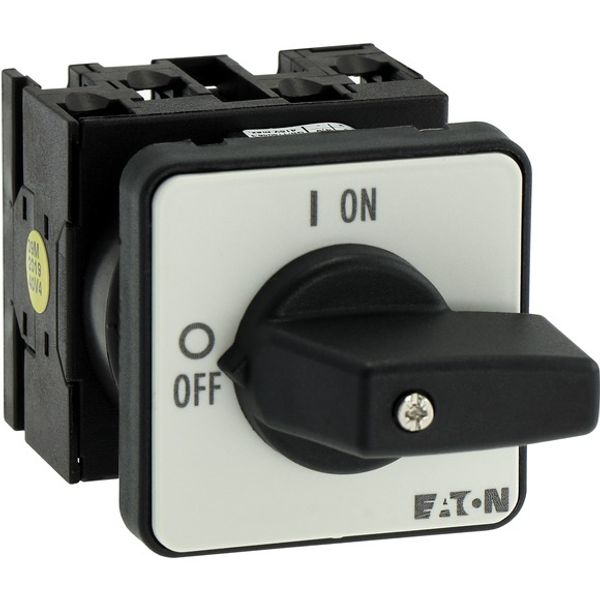 T0-2-1/E On-Off switch, T0, 20 A, flush mounting, 2 contact unit(s), 3 pole, with black thumb grip and front plate image 7