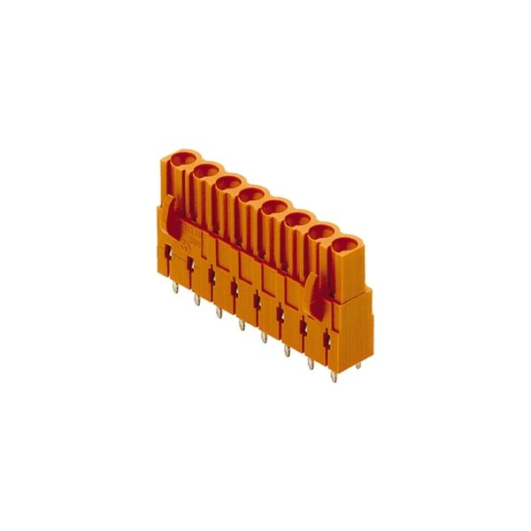 PCB plug-in connector, female header, closed side, THT solder connection, 5.08 mm, Number of poles: 8, 180°, Solder pin length (l): 4.5 mm, tinned, black, Box image 1