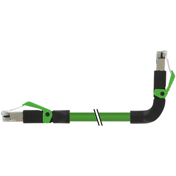 RJ45 male 0° / RJ45 male 90° up shielded PUR 1x4xAWG22 gn25.0m image 1