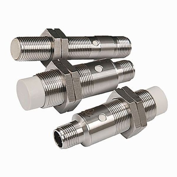 Allen-Bradley, 871TS-M8BP18-D4, Proximity Sensor, 18mm Diameter, Threaded Stainless Steel 316L Barrel, 8mm Sensing Distance, Shielded, N.O. and N. C., Source (PNP), Micro QD (DC) image 1