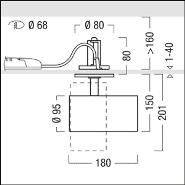 V2-SR M 3000-830 SWI MSP WH WH - LED semi-recessed spotlight, tiltable image 3
