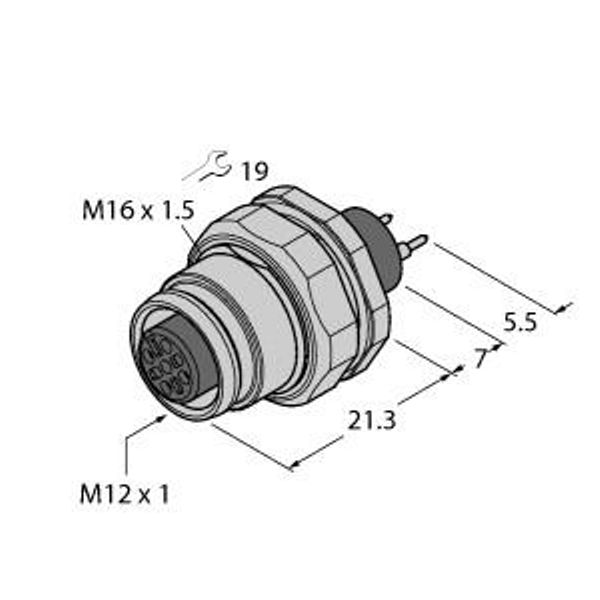 Female Flange with Print Contacts, Rear-mounted   EC-FKFD5-P/16 image 1