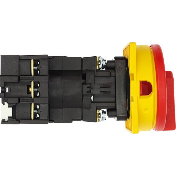 P1-25/V/SVB Main switch, P1, 25 A, rear mounting, 3 pole, Emergency switching off function, With red rotary handle and yellow locking ring, Lockable in the 0 (Off image 40