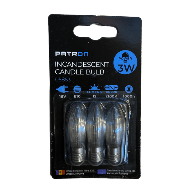 Incandescent Candle Bulb 3W E10 C6 16V Clear image 1