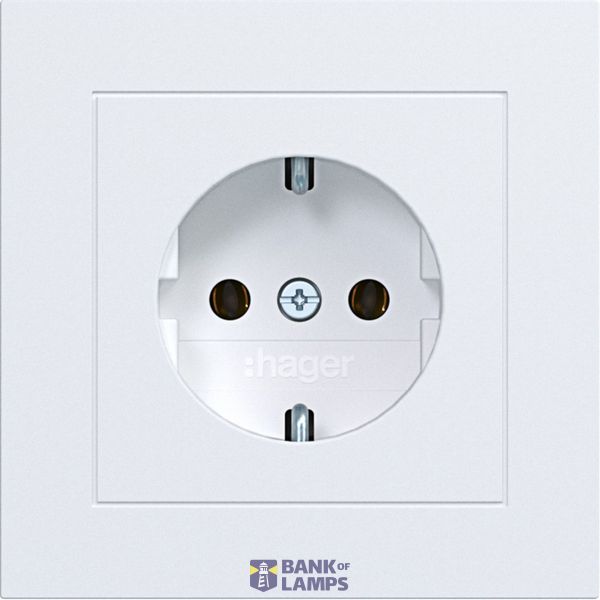 SCHUKO wall socket with cover plate, plug-in type, A.1, matte light white image 1