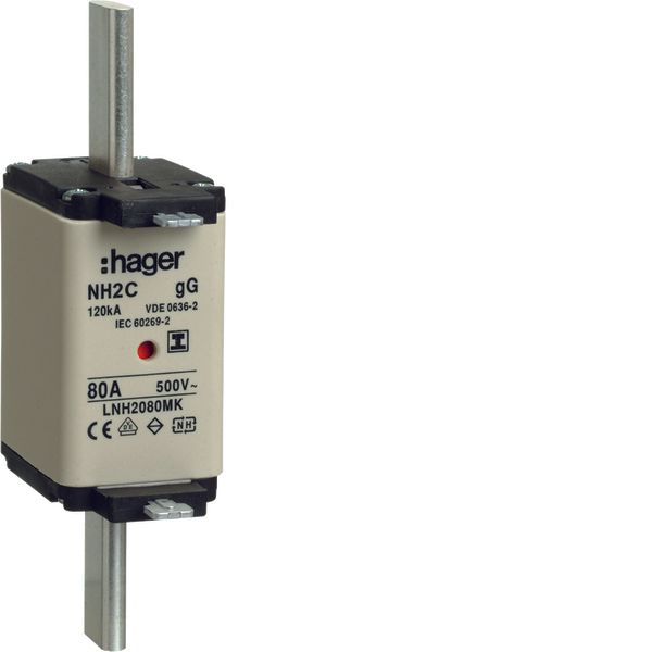 NH2C-Fuse-link 80A 500V gG twin-Indicator insulated gripping lugs image 1