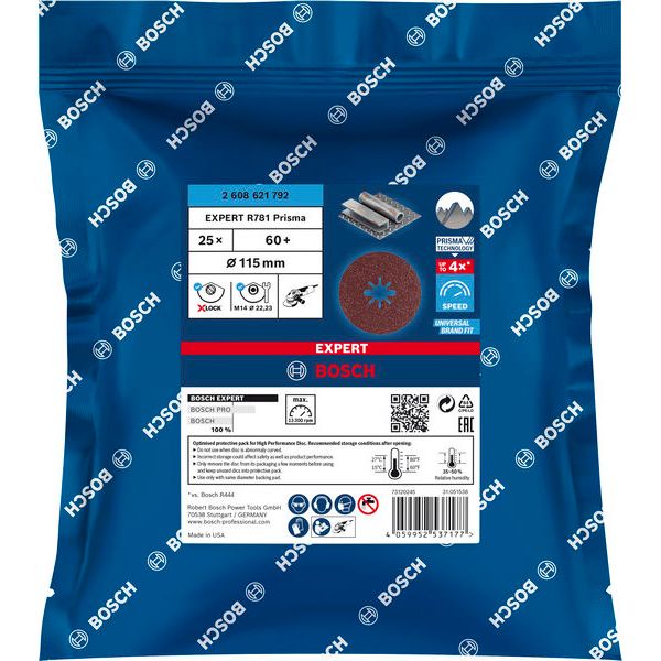 EXPERT R781 Prisma Ceramic X-LOCK Fibre Disc 115 mm, 22.23 mm, G 60 image 1