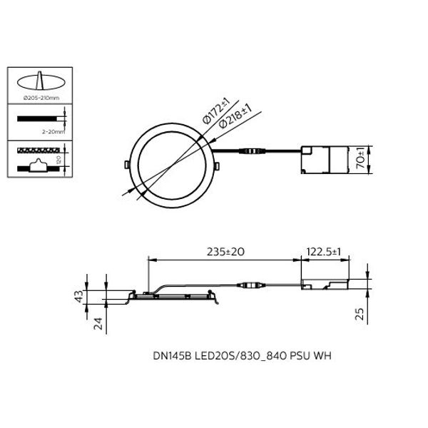 DN145B LED20S/830_840 PSU WH image 2