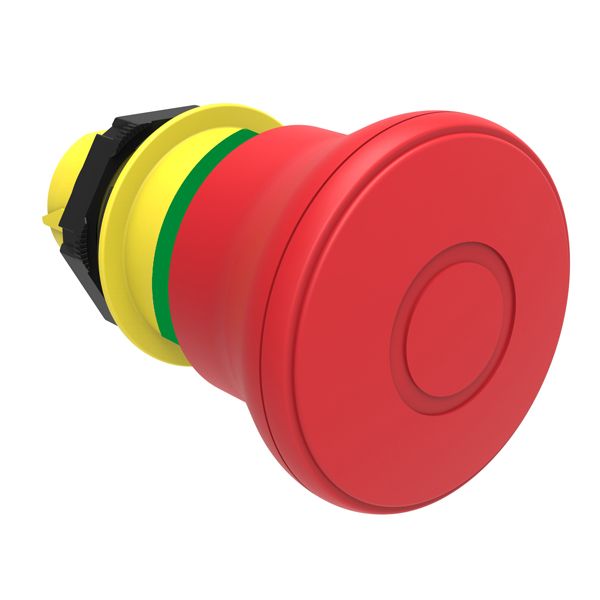 Mushroom head pushbutton actuator Ø22mm Platinum series chromed plastic, latch, pull to release, Ø40mm. For emergency stopping. ISO 13850. Red image 1