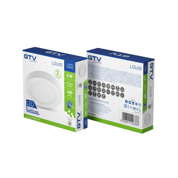 LED luminaire LOUIS, 6 W, 480 lm, 4000K, AC176-264V, IP54, 120°, surface-mounted, round (SAMSUNG LED) image 3