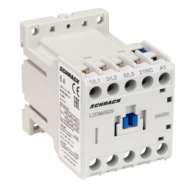 Contactor 3-pole, CUBICO Mini, 2,2kW, 6A, 1NC, 24VDC image 1