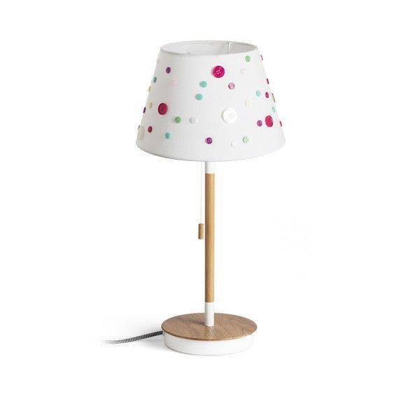 KEITH/DELISA table with USB white buttons/beech 230V LED E27 11W image 1