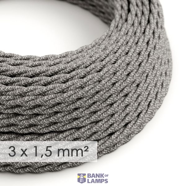 Large section electric cable 3x1,50 twisted - covered by Natural Grey Linen TN02 image 1