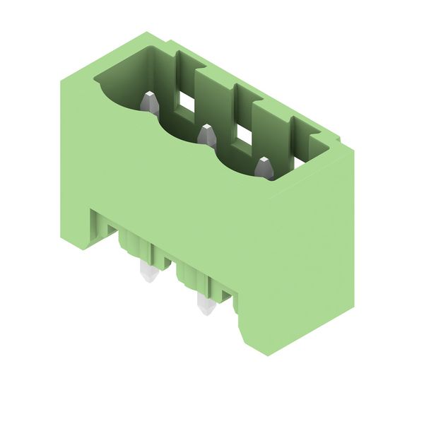 PCB plug-in connector, male header, closed side, THT solder connection, 5.08 mm, Number of poles: 3, 180°, Solder pin length (l): 3.2 mm, tinned, Pale green, Box image 2