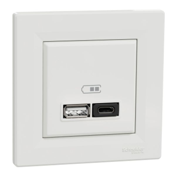 Asfora - Double USB A+C fast charger 3A 45W, white (EPH2700421) image 2