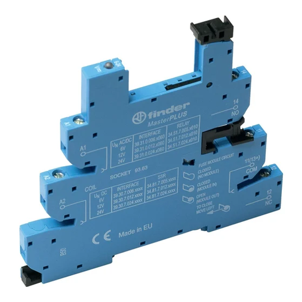 Relay Socket MasterPLUS 35mm DIN Rail 230VAC (93.63.8.230) image 1