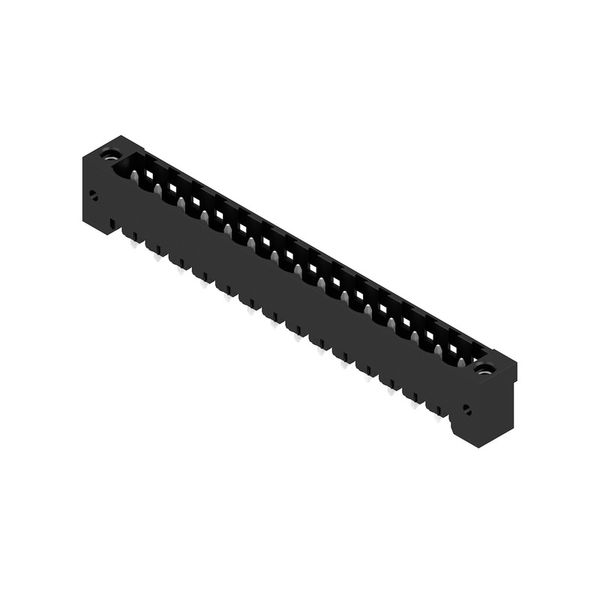 PCB plug-in connector, male header, Flange, THT solder connection, 5.08 mm, Number of poles: 15, 180°, Solder pin length (l): 3.2 mm, tinned, black, Box image 2