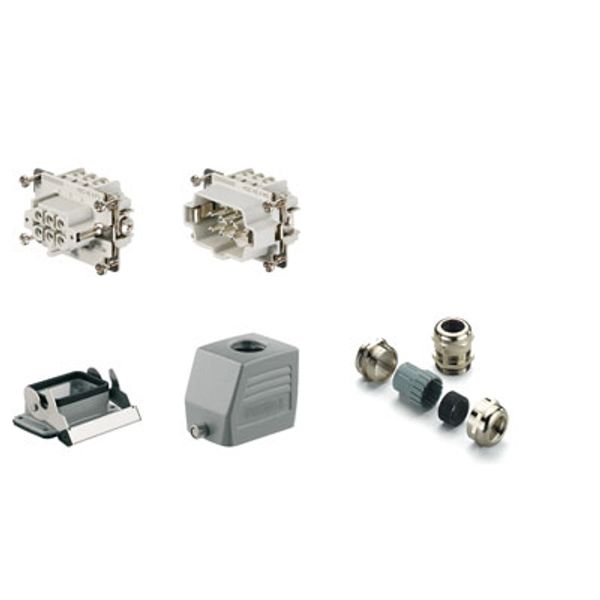 RockStar® HDC kits-Heavy-duty connectors, Kit, HE, Size: 3, Poles: 6, Screw connection, 500 V, 24 A, diecast aluminium, PG 16 image 1