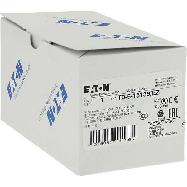T0-5-15139/EZ Step switches, T0, 20 A, centre mounting, 5 contact unit(s), Contacts: 10, 45 °, maintained, Without 0 (Off) position, 1-5, Design number 15139 image 24