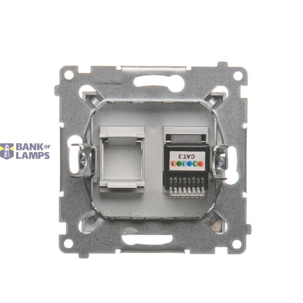 Double angled cover for ICT sockets for "Panduit" with descriptive field, (module), satin, metallized image 1