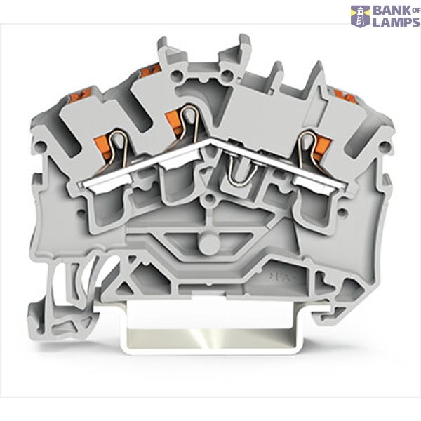 3-conductor through terminal block with push-button 2.5 mm² gray image 1