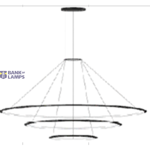 Pendant Circular Outward 3 Rings (ø1200 ø900 ø600) LED 140.8W 5671lm 2400K Black image 1