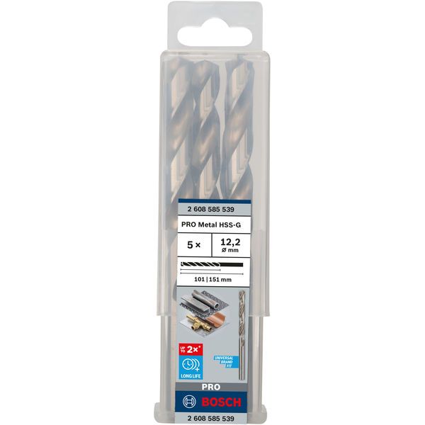 Metal drill bits HSS-G, DIN 338 12,2 x 101 x 151 mm 5 pcs. image 1