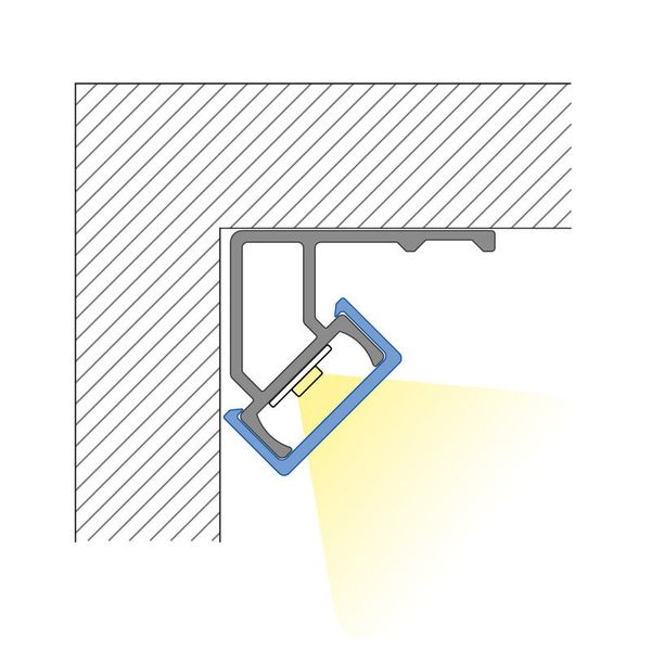 Corner aluminum profile RE1 23x20mm without diffuser 2m image 1