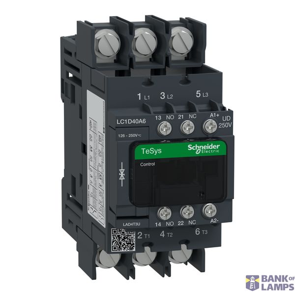 3P contactor with eye terminals AC3 440V 40A coil 250V DC (LC1D40A6UD) image 2