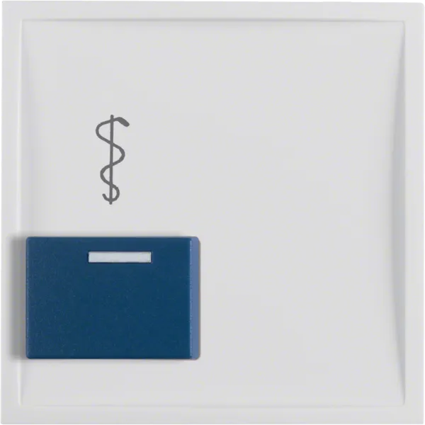 Central part for call unit with blue doctor call button, Berker S.1/B.x, white, gloss image 1