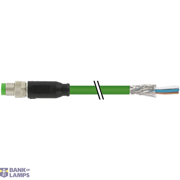 M8 male 0° A-cod. with cable shielded PUR 1x4xAWG26 gn 8.5m image 2