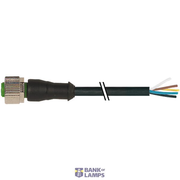M12 female 0° A-cod. with cable PUR 5x0.34 bk 0,4m image 1