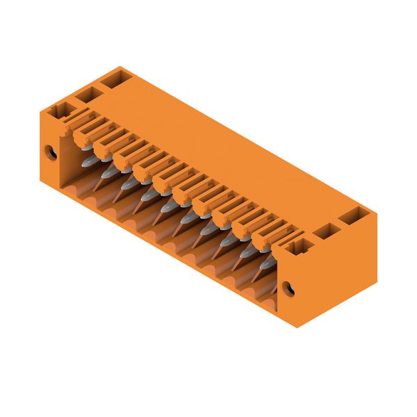 PCB plug-in connector, male header, Flange, THT solder connection, 3.50 mm, Number of poles: 22, 90°, Solder pin length (l): 3.5 mm, tinned, orange, Box image 4