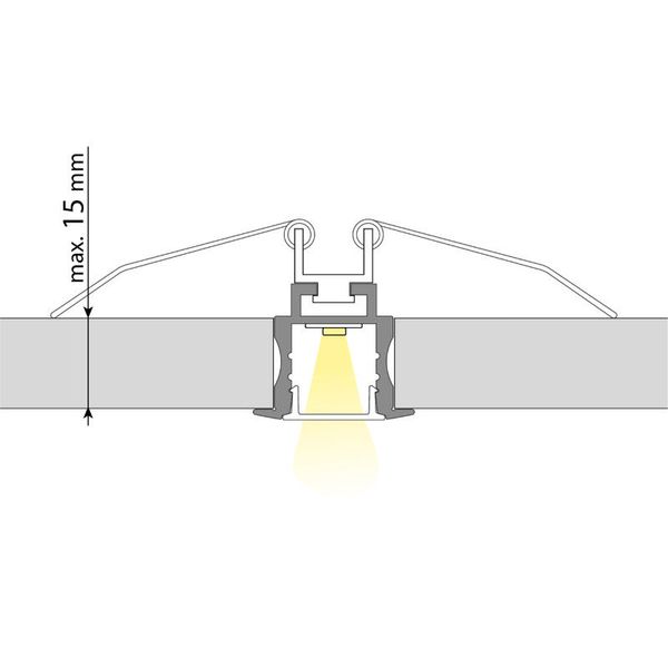 Built-in aluminum profile AC for plasterboard, 24x20mm, clear diffusion, 1m image 1