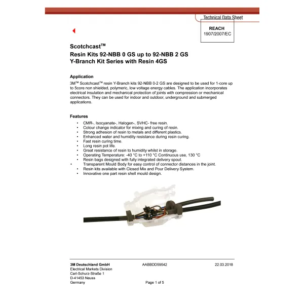 3M™ Scotchcast™ Resin Joint Kit Series,  92-NBA, Size A1, 1kV, Kit inc image 2