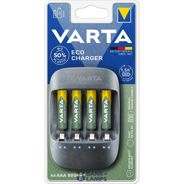 VARTA 57680 101 421 ECO Charger incl. 4x AAA 800mAh BL1 image 1