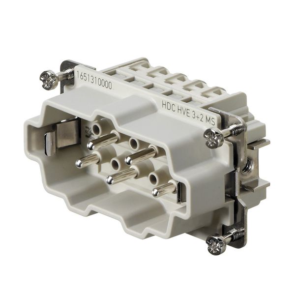 HDC insert, Male, 830 V, 20 A, Number of poles: 5, Tension-clamp connection, Size: 4 image 2