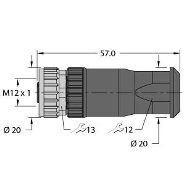 Field-Wireable Connector Female Connector M12 × 1, Straight   FW-ERKPM0516-SA-S-0408 image 1