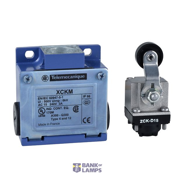 LIMIT SWITCH METAL 2NC AND NO HEAD 180° PLASTIC ROLLER LEVER ISO M20 ( image 1