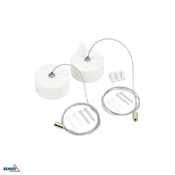 ROUND CEILING ROSETTES (2PCS.) WHITE WITH SUSPENSION WIRE 100CM image 1
