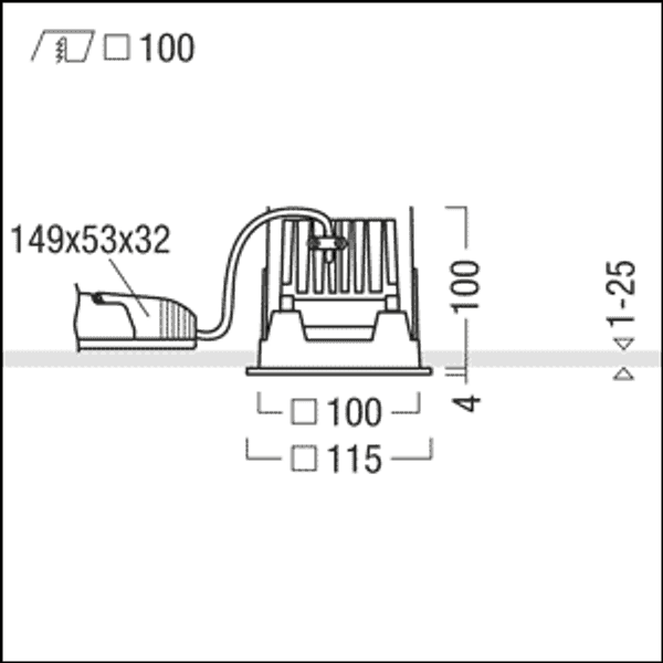 PANOS INF Q100L 15W 930 LDO VFL-BK WH - LED ceiling-recessed luminaire image 3