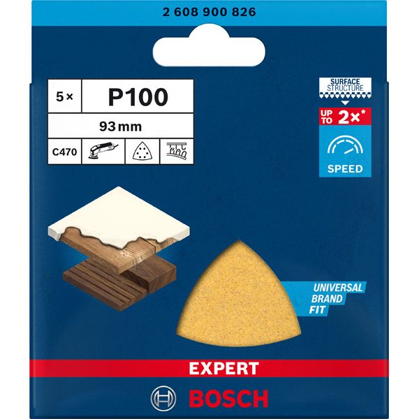 EXPERT C470 Sandpaper for Delta Sanders 93 mm, G 100 5-pc Hook&Loop image 2