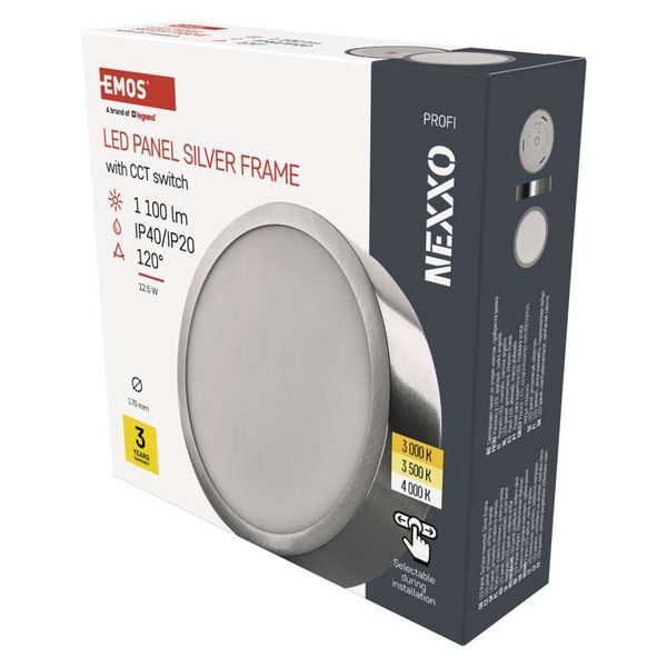 LED surface luminaire NEXXO, round, silver, 12.5W, with change CCT image 1