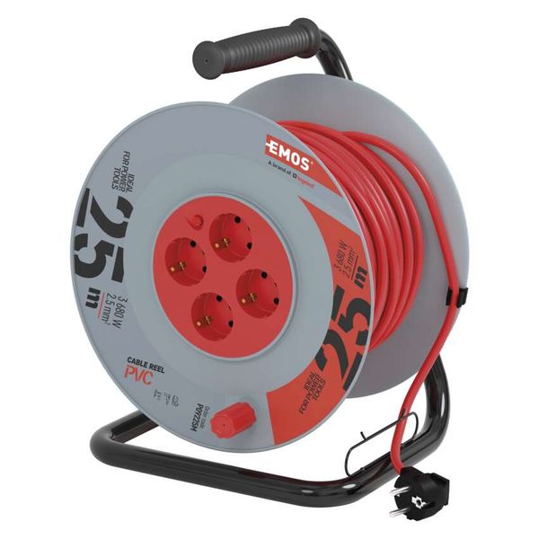 PVC Extension Cord Reel– 4 sockets, 25m, 2,5mm2 SCHUKO image 1
