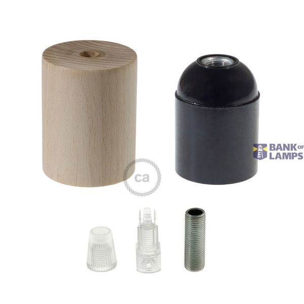 Wooden E27 lamp holder kit image 1