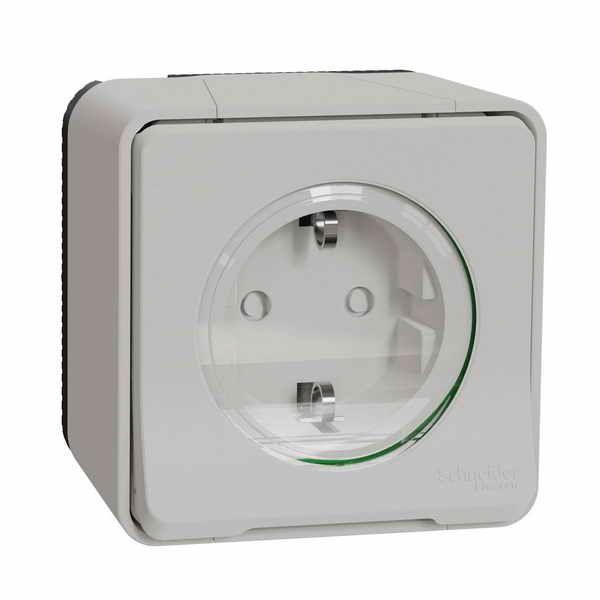 Socket 1v v/a with cover IP54 white Vagner image 1