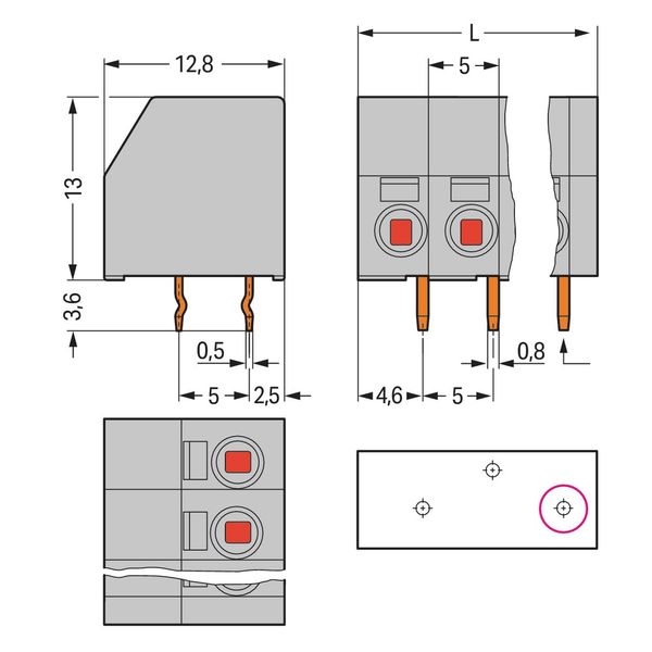 2-conductor PCB terminal block 1.5 mm² Pin spacing 5 mm blue image 3