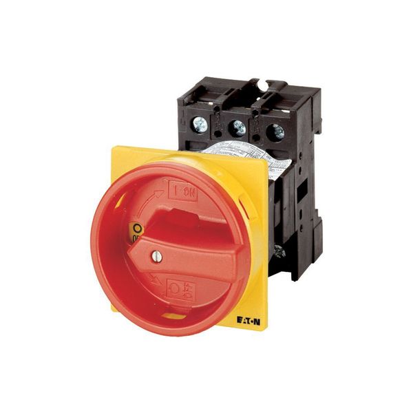 P1-25/V/SVB/N Main switch, P1, 25 A, rear mounting, 3 pole + N, Emergency switching off function, With red rotary handle and yellow locking ring, Lockable in the 0 image 4